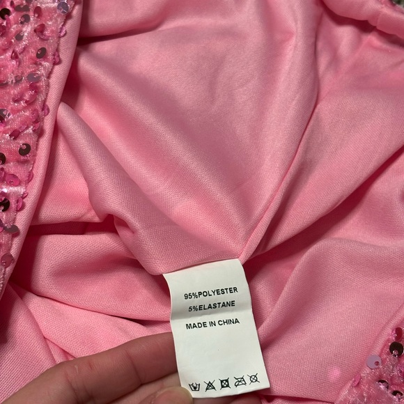 Faeriesty Women’s Large One-Shoulder Pink Sequin Pink Dress - Picture 4 of 14